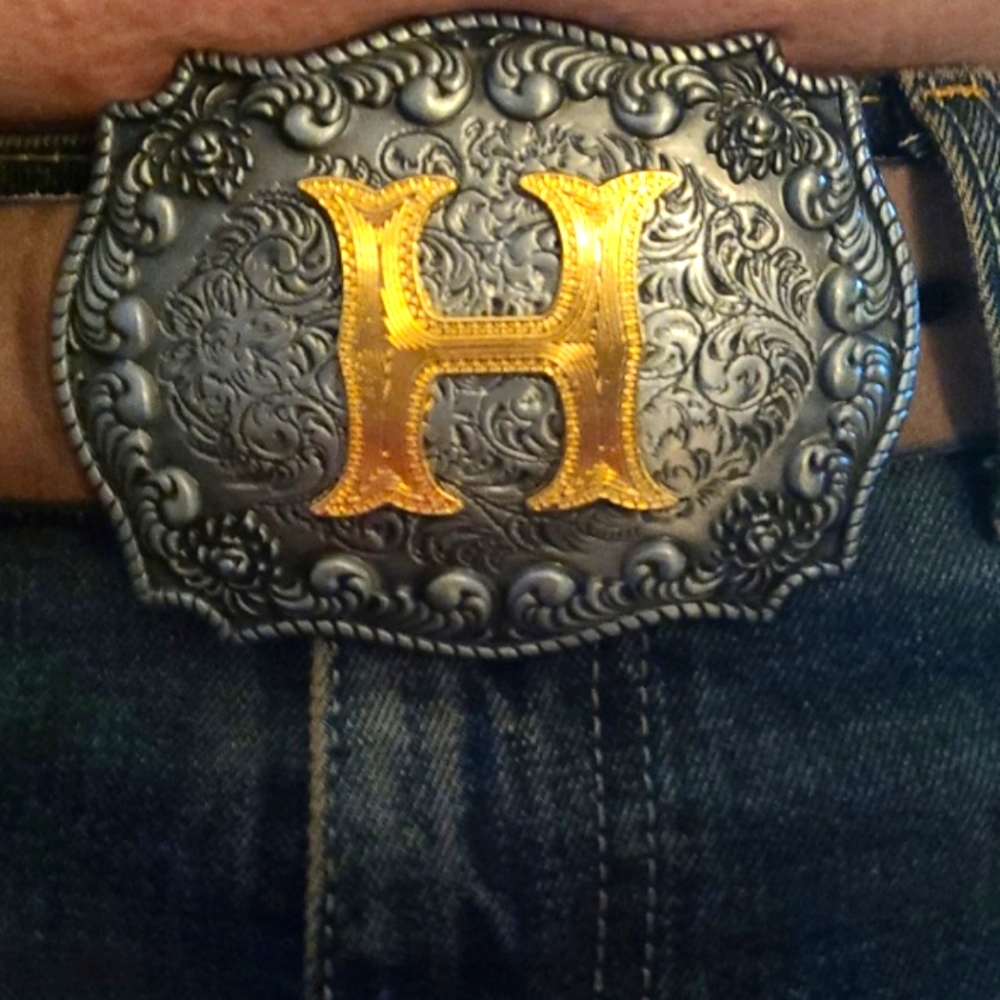 New Western letter initial H belt buckle approximately 3.75" fits 1.5" belt